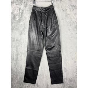 Vintage 90s Christian Lauren High Waisted Leather Pants 5 6‎ Quiet Luxury Moto